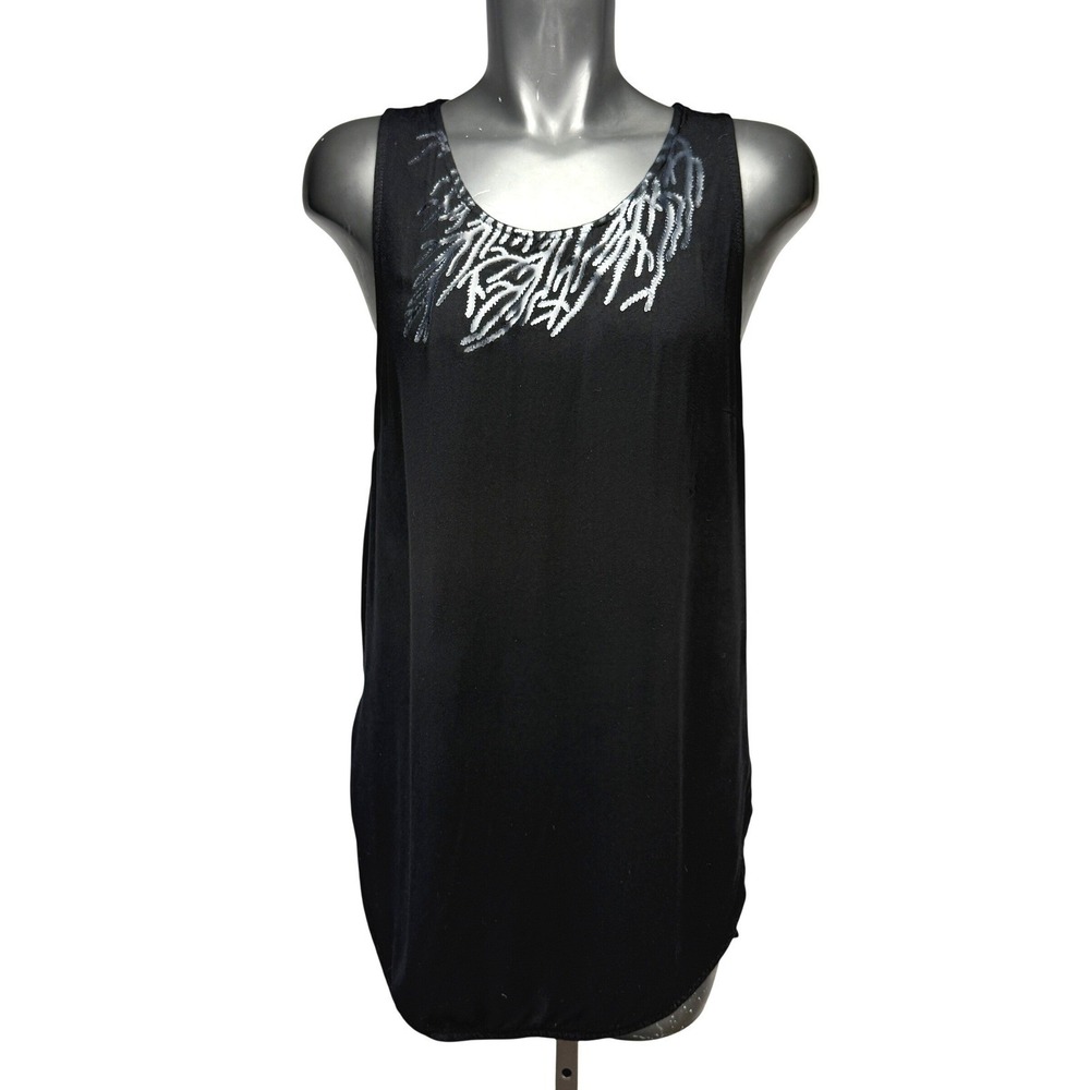 COP COPINE Vegiby Tunic High Low Sleeveless Graphic Black Tank Top‎ Size M